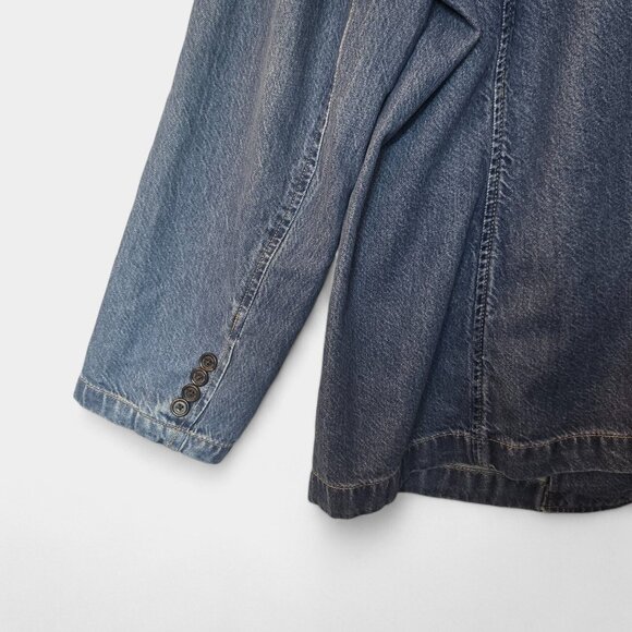 Lauren Ralph Lauren Plus Size One-Button Denim Blazer City Blue Wash Y2K NWT - Picture 8 of 14
